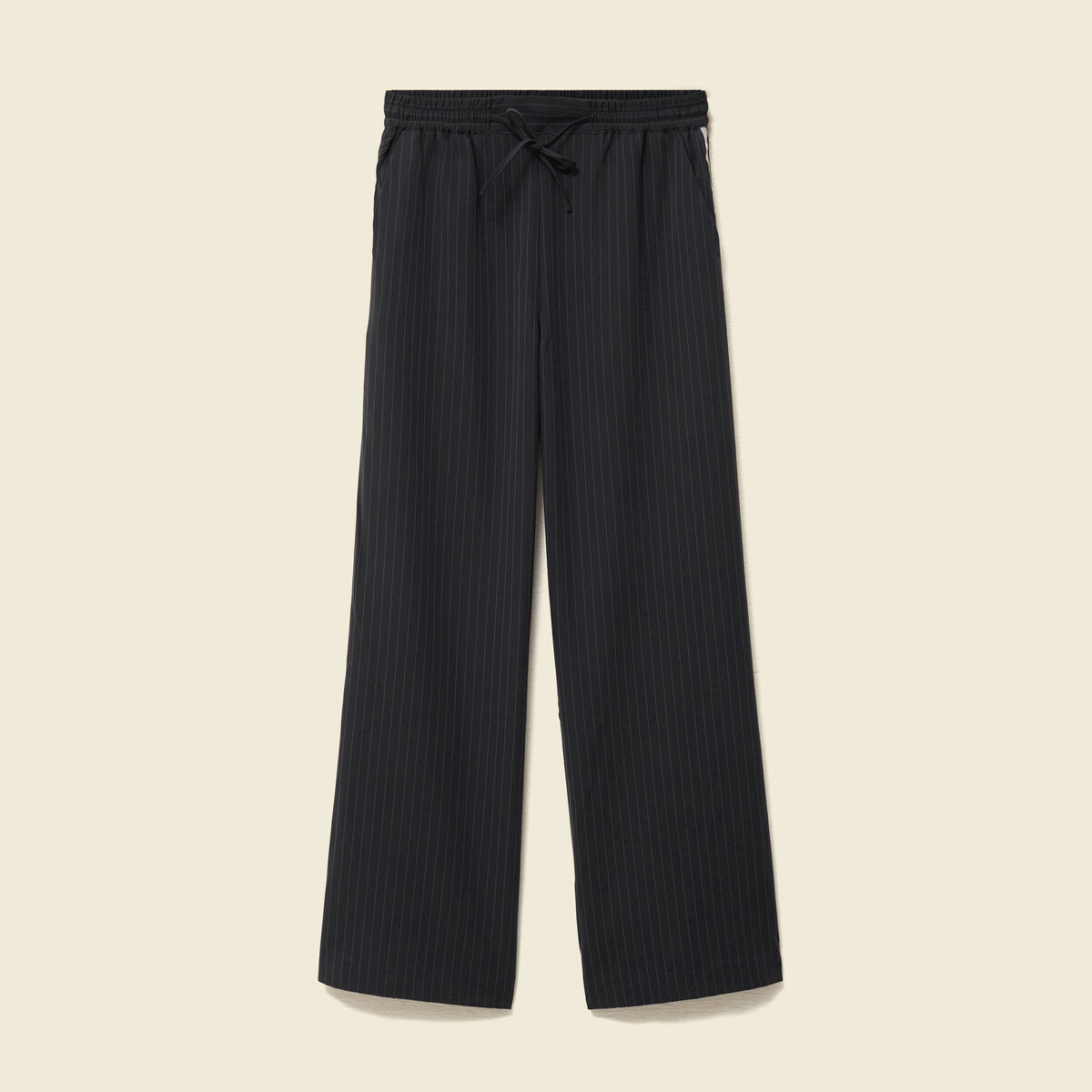 Pantalon taille haute bleu marine femme