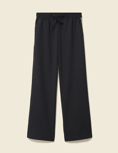 Pantalon taille haute bleu marine femme