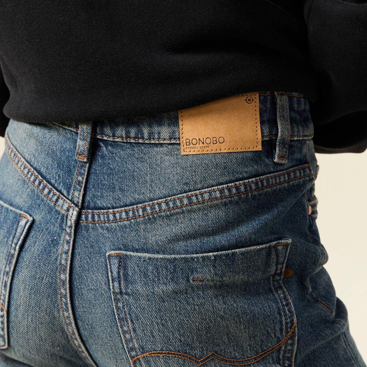 Jeans mom 7/8&egrave;me bleu gris femme