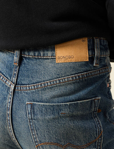 Jeans mom 7/8ème bleu gris femme