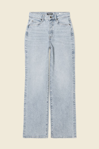 Jeans jambe large denim snow bleu femme