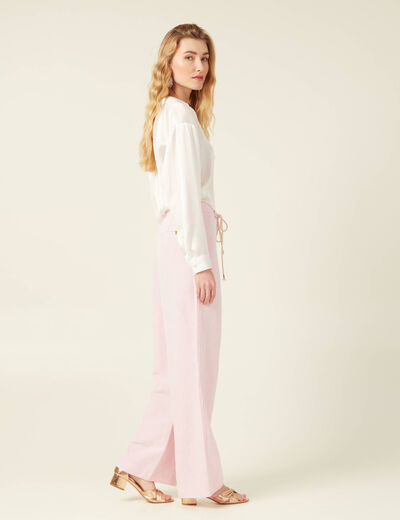 Pantalon large éco-responsable rose poudrée femme