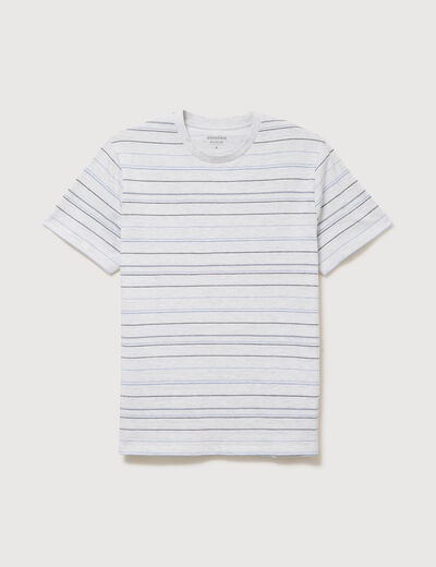T-shirt cintr&eacute; col rond manches courtes ecru homme