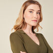 Robe pull longue moulante vert kaki femme