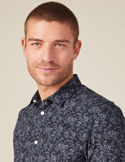 Chemise à manches longues bleu marine homme