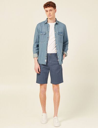 Bermuda droit éco-responsable bleu gris homme