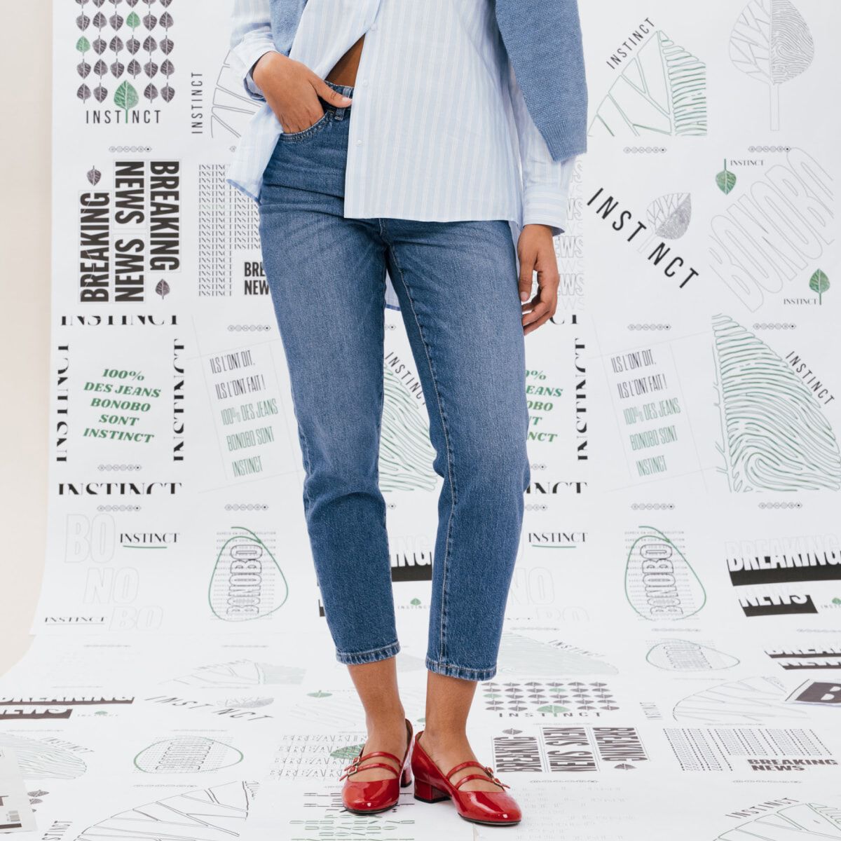 Jeans mom 7/8ème denim stone femme