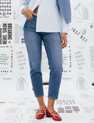 Jeans mom 7/8ème denim stone femme