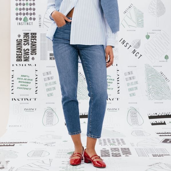 jeans mom 78eme denim stone femme Jeans mom 7/8ème denim stone femme