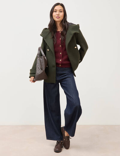 Gilet manches longues col rond bordeaux femme