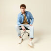 Sweat manches longues en coton beige homme