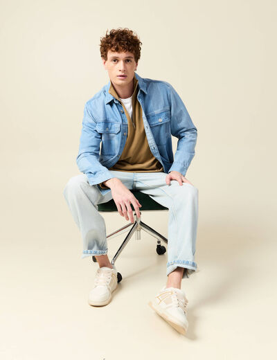Sweat manches longues en coton beige homme
