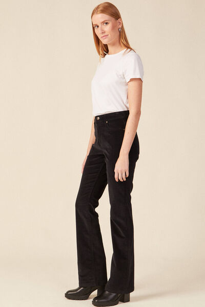 Pantalon bootcut velours noir femme