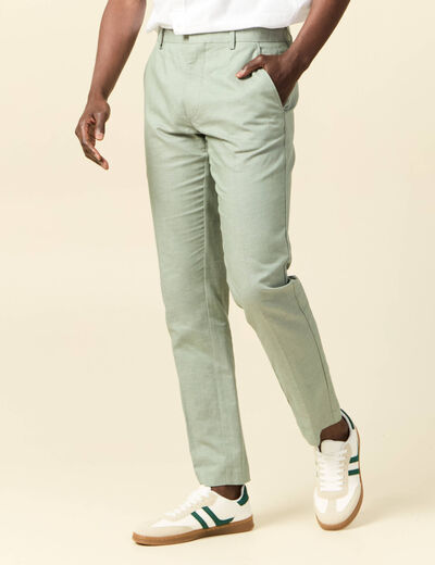 Pantalon chino vert olive homme