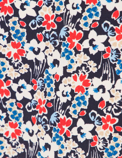 Robe cintr&eacute;e col v manches longues bleu marine femme