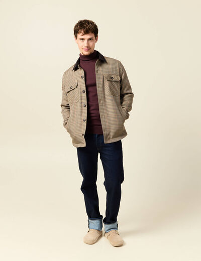 Pull droit court manches longues bordeaux homme
