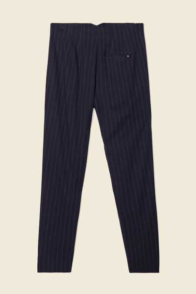 Pantalon cigarette bleu femme