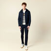 Blouson col montant à capuche bleu marine homme
