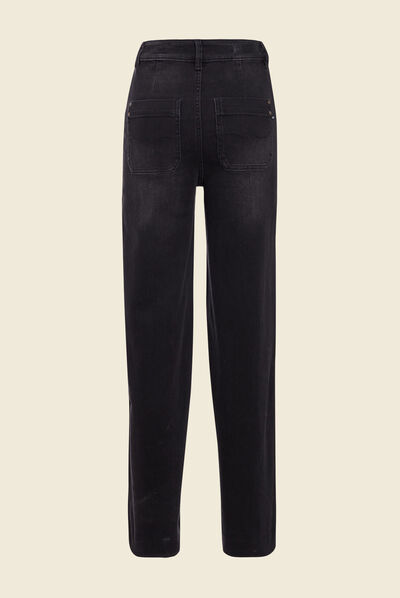 Jeans flare taille haute denim noir femme