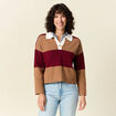 Pull manches longues col polo rouge femme