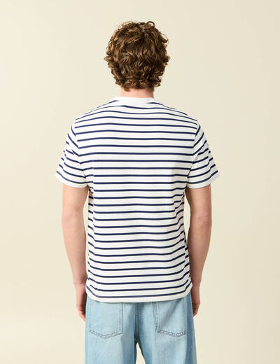 T-shirt en coton manches courtes ecru homme