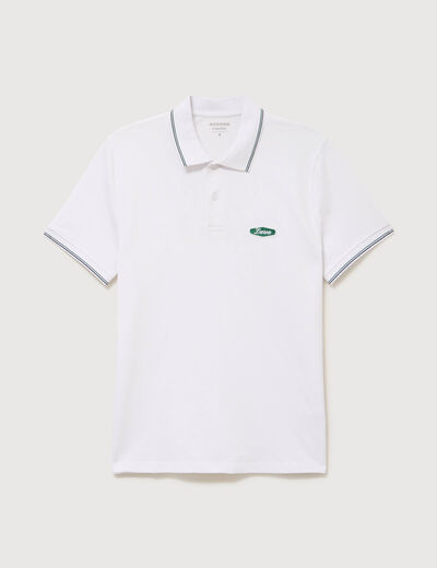Polo cintr&eacute; en coton manches courtes blanc homme