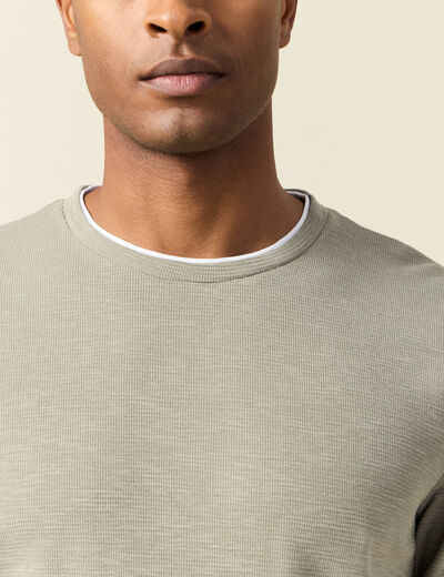 T-shirt manches longues vert kaki homme