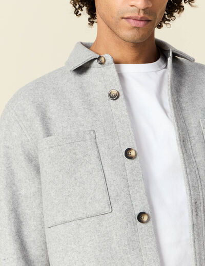 Surchemise boutonnée gris foncé homme