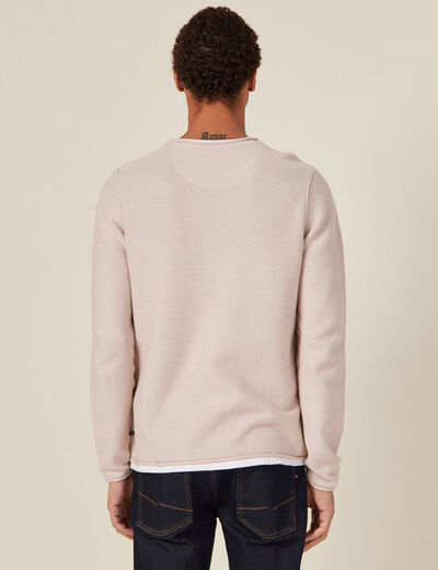 Pull manches longues beige homme