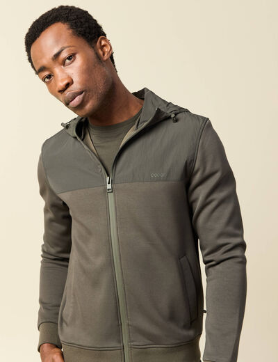 Sweat zipp&eacute; &agrave; capuche noir homme