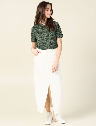 T-shirt manches courtes vert kaki femme