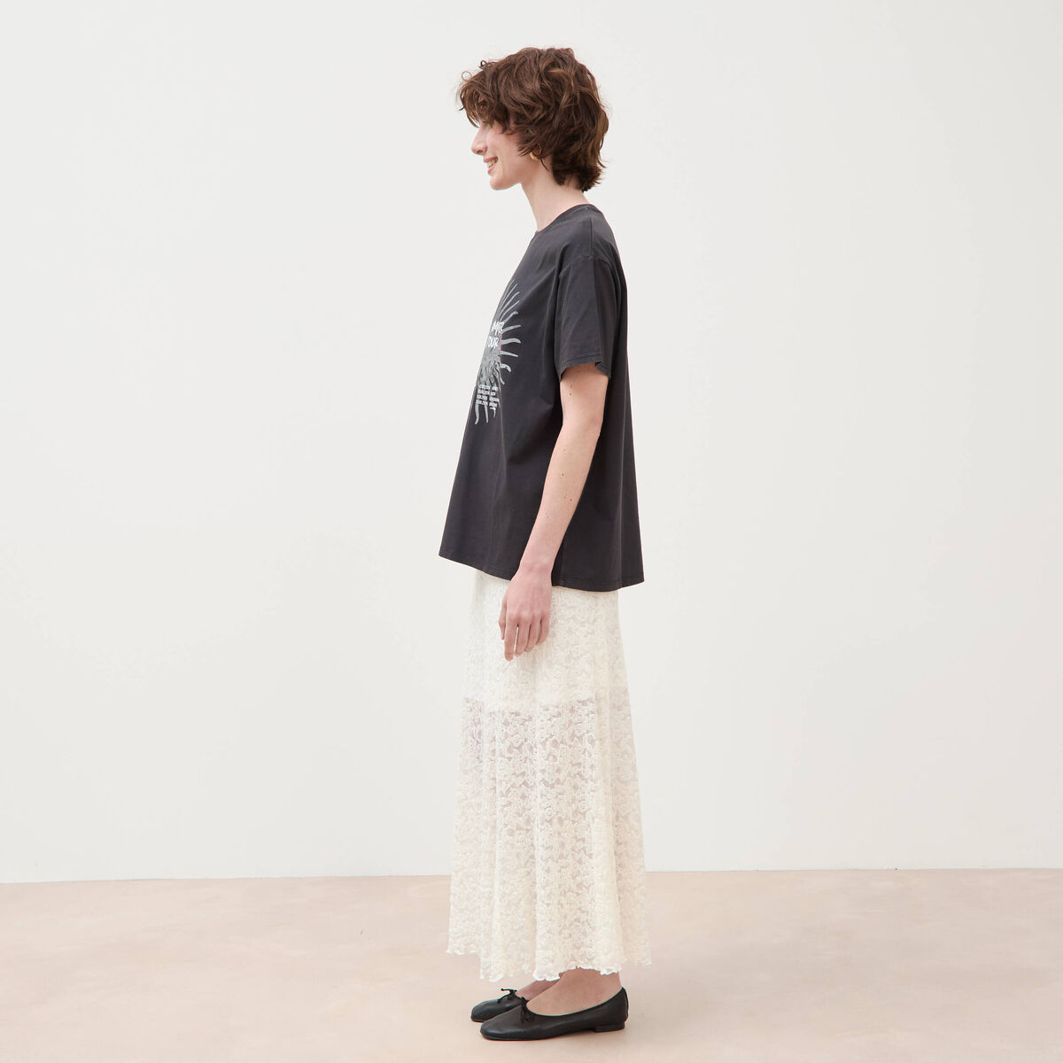 T-shirt oversize en coton noir femme