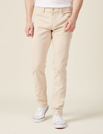 Jeans slim beige homme