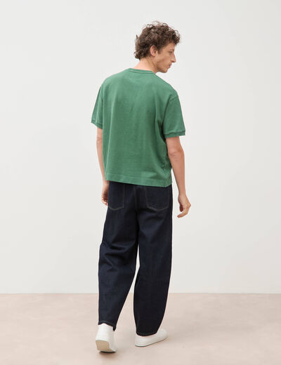 Sweat ample col rond manches courtes vert homme
