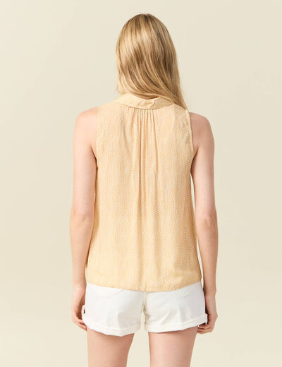 Blouse sans manches jaune paille femme