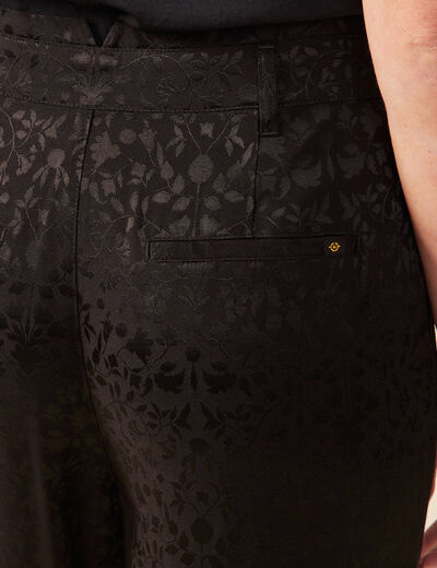 Pantalon large satin noir femme