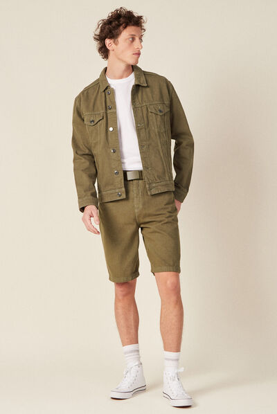 Bermuda large 5 poches vert kaki homme