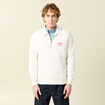 Sweat manches longues col zipp&eacute; en coton ecru homme