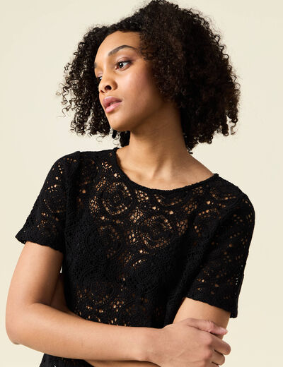 T-shirt manches courtes noir femme