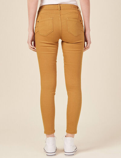 Pantalon skinny push-up 7/8ème beige femme