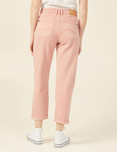 Jeans boyfriend 7/8ème rouge clair femme