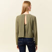 T-shirt manches longues vert kaki femme