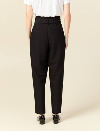 Pantalon carotte taille haute noir femme