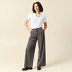 Pantalon large taille haute fluide gris femme