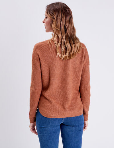 Pull manches longues marron clair femme