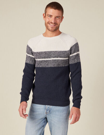 Pull manches longues fabriqué en France ecru homme