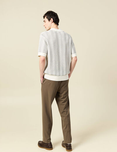 Polo ample en coton manches courtes ecru homme