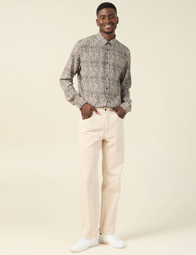 Chemise manches longues marron cognac homme