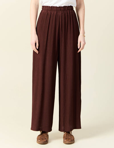 Pantalon large bordeaux femme