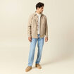Pull col rond manches longues ecru homme